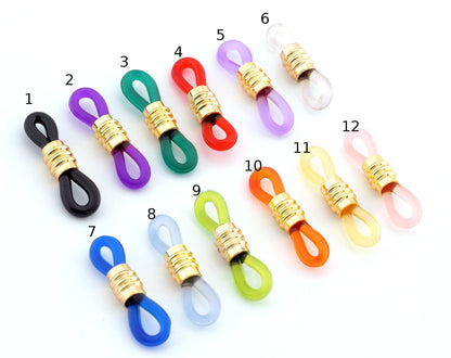Gold Tone Plated Brass Rubber Eye Glasses Chain Holders - Replacement Loops for Glasses - Rubber Spectacle Holder Ends s260 261