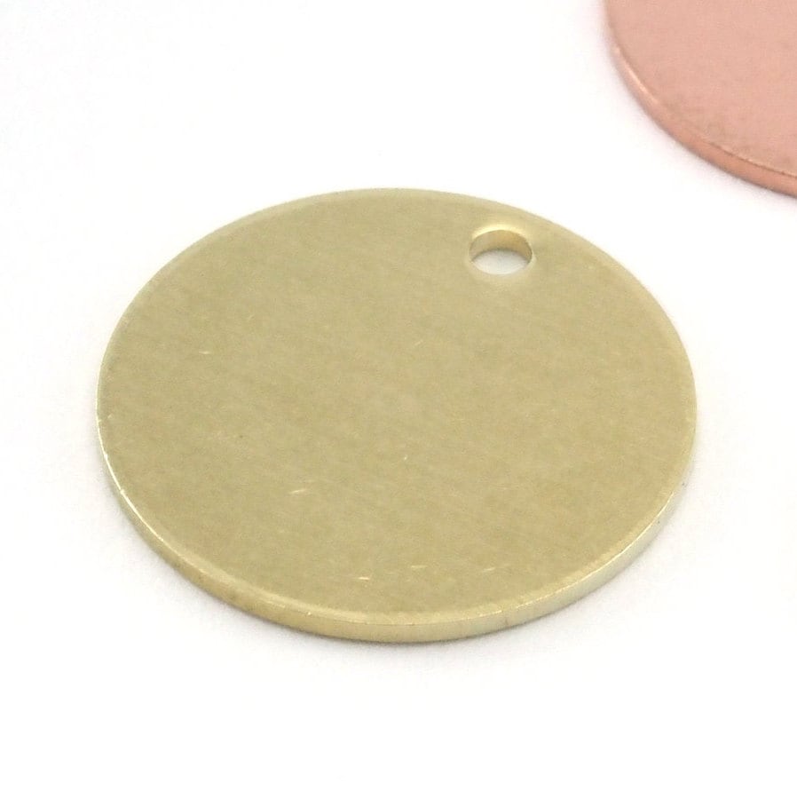 Round 14mm Tag Stamping Blank Raw Brass 0.8 mm 1 hole Findings