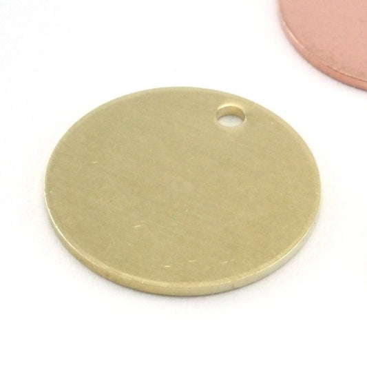 Round 14mm Tag Stamping Blank Raw Brass 0.8 mm 1 hole Findings