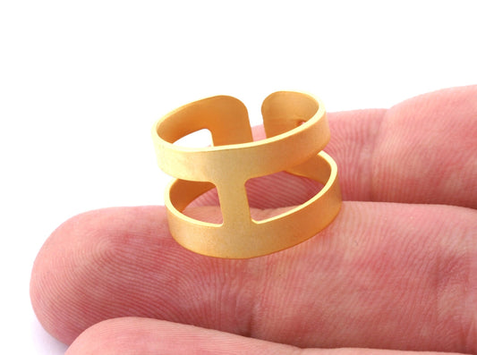 2 pcs 21x14mm (hole 19mmUS 9 1/4 ) gold plated brass knuckles ring 1120G