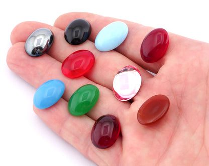 Glass 13x18mm Red Czech Oval Flat Back Cabochons CAB76