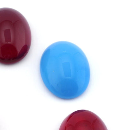 Glass 13x18mm Red Czech Oval Flat Back Cabochons CAB76
