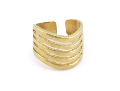 Adjustable Stripes Ring Raw brass (18mm 8US inner size) OZ3366