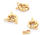 Spring clasp 2 loop Lifebuoy Pendant Circle Shiny Gold Plated Brass (ring diameter 11mm) 3038