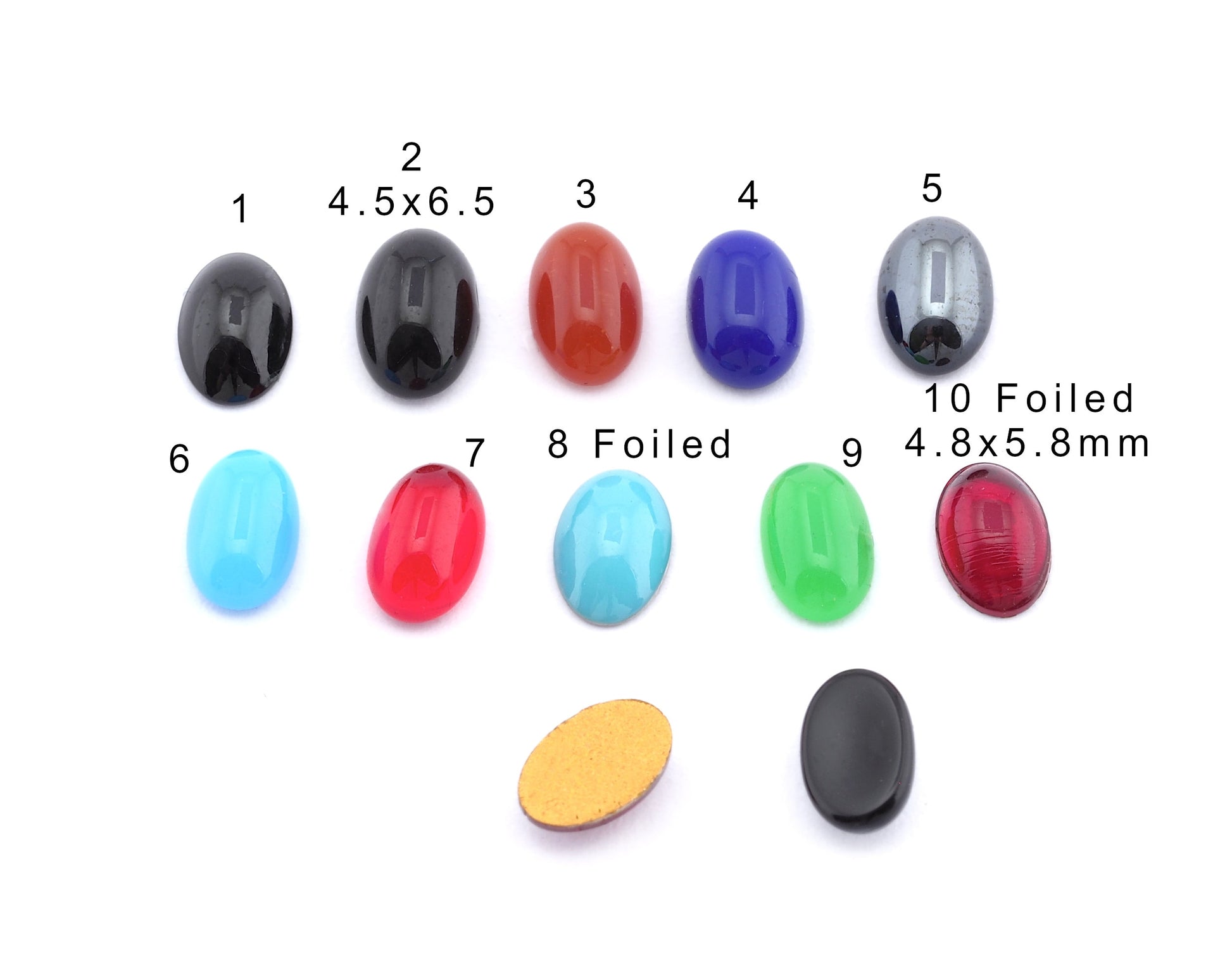 Cabochons Czech Glass Oval 4x6mm Flat Back Multi Color cab145 No Hole