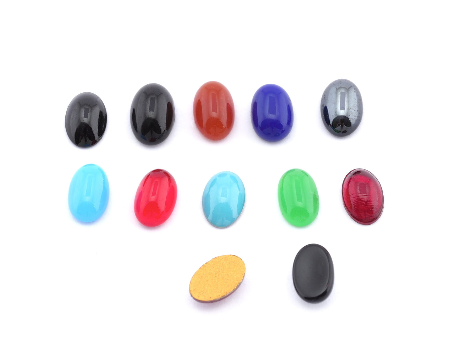 Cabochons Czech Glass Oval 4x6mm Flat Back Multi Color cab145 No Hole