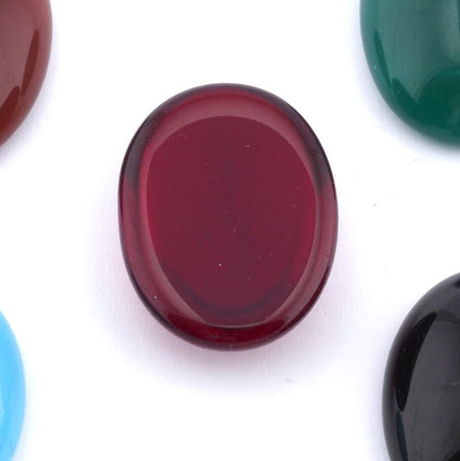 Glass 15x20mm Red Czech Oval Flat Back Cabochons CAB111