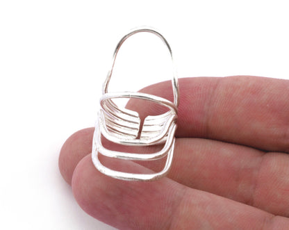 Ring Statement Adjustable Ring Shiny silver plated brass (20mm 10US inner size) OZ3847
