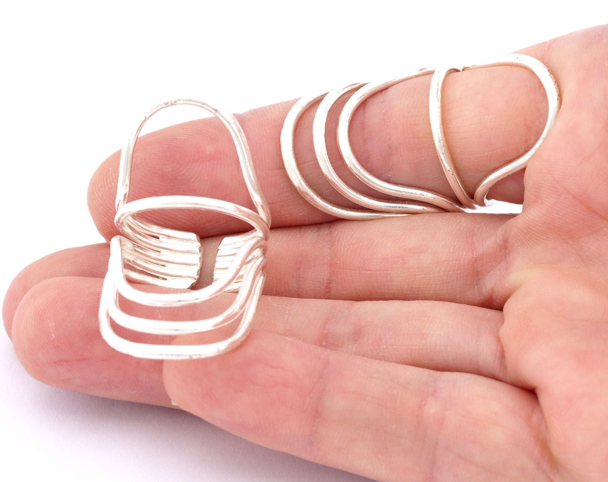 Ring Statement Adjustable Ring Shiny silver plated brass (20mm 10US inner size) OZ3847