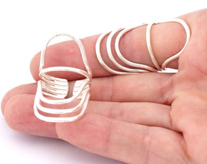 Ring Statement Adjustable Ring Shiny silver plated brass (20mm 10US inner size) OZ3847