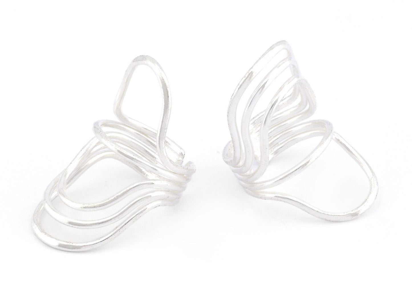 Ring Statement Adjustable Ring Shiny silver plated brass (20mm 10US inner size) OZ3847
