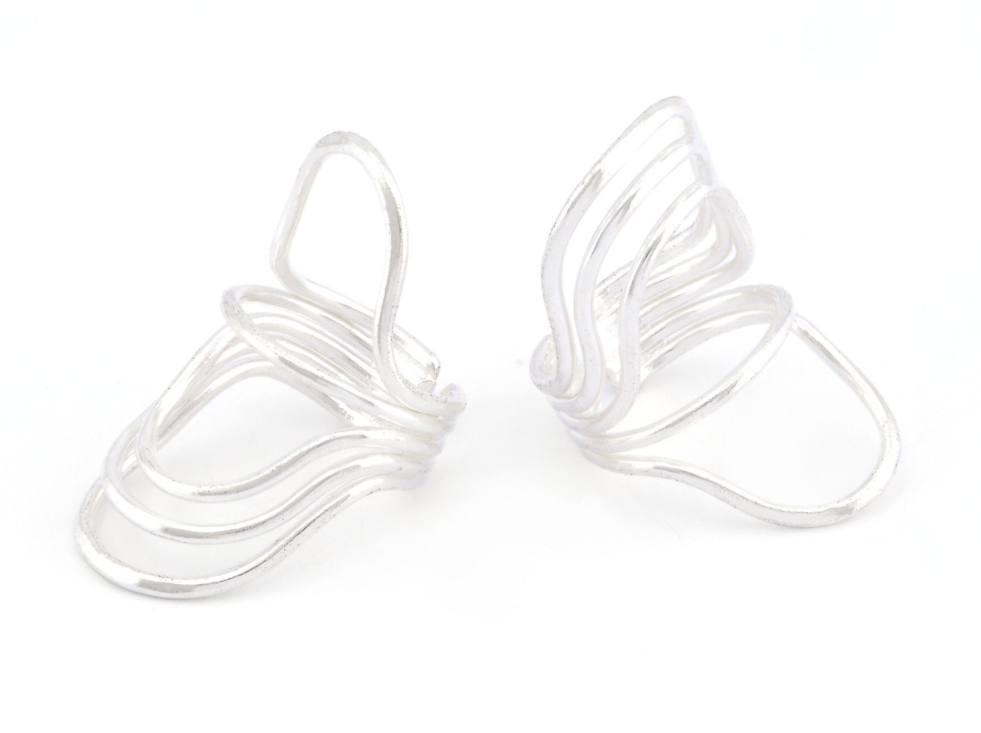 Ring Statement Adjustable Ring Shiny silver plated brass (20mm 10US inner size) OZ3847