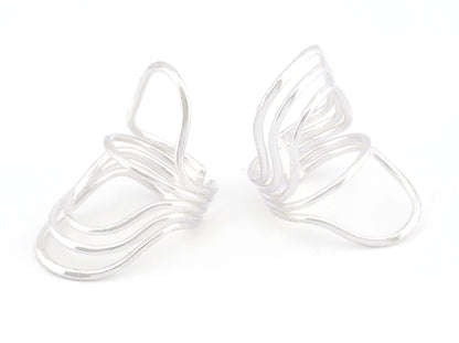 Ring Statement Adjustable Ring Shiny silver plated brass (20mm 10US inner size) OZ3847