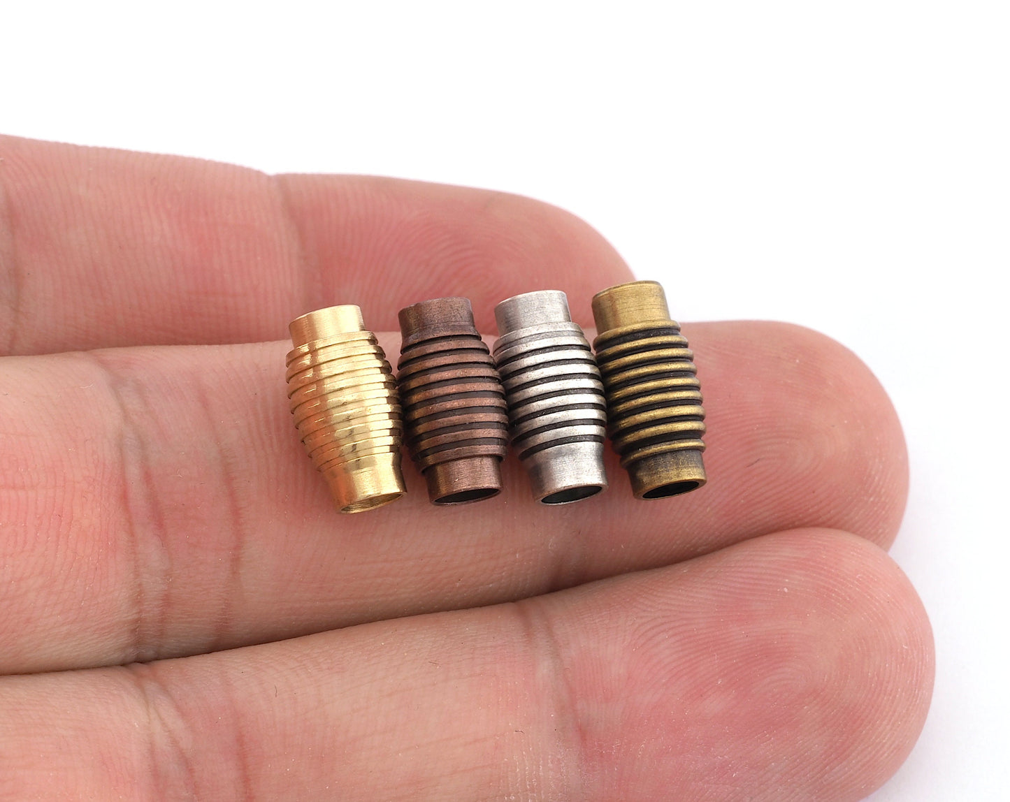 Magnetic clasp leather cord connector parts 12x7mm 15/32"x9/32" Raw, Antique silver, Antique bronze or Ant. copper brass 4mm 5/32" MCL4 1179