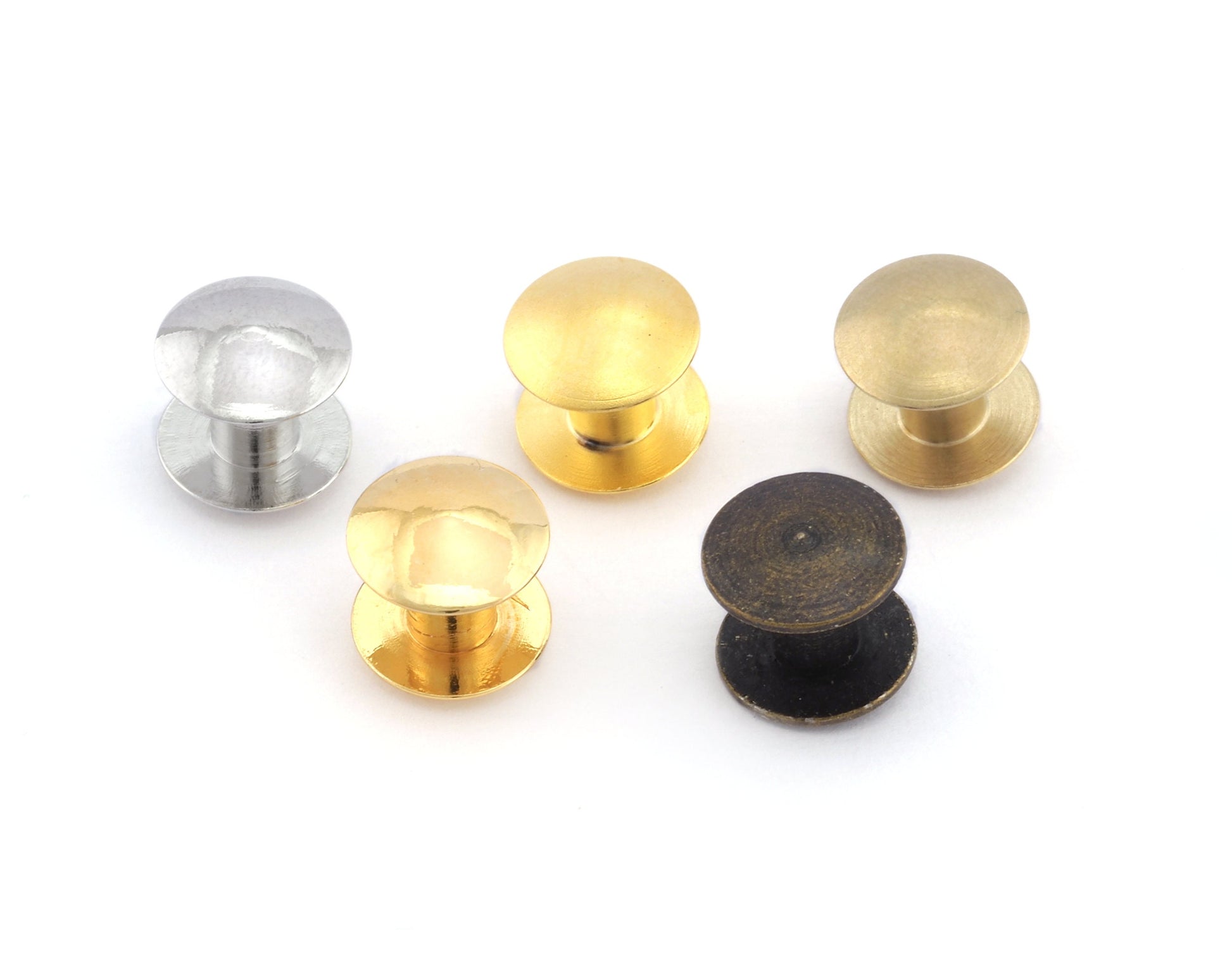 Cufflinks Shirt collar tuxedo stud Raw brass or Plated studs, 9x8.6mm , 1696