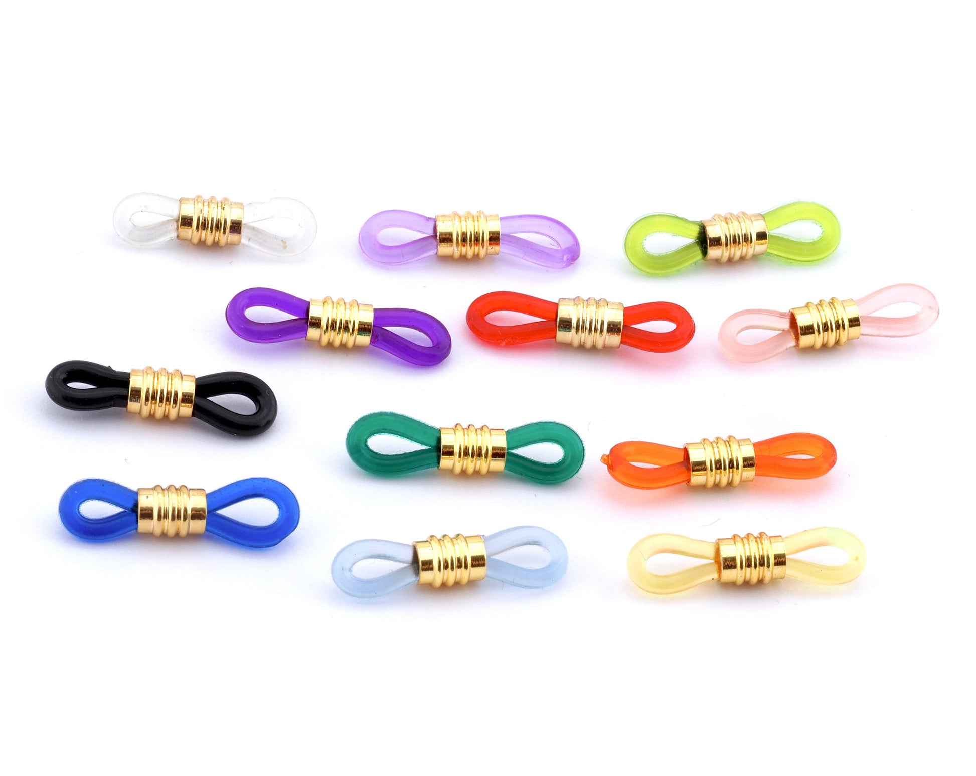 Gold Tone Plated Brass Rubber Eye Glasses Chain Holders - Replacement Loops for Glasses - Rubber Spectacle Holder Ends s260 261