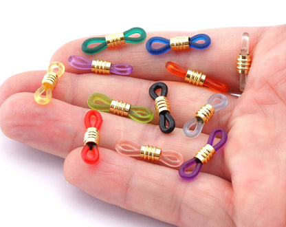 Gold Tone Plated Brass Rubber Eye Glasses Chain Holders - Replacement Loops for Glasses - Rubber Spectacle Holder Ends s260 261