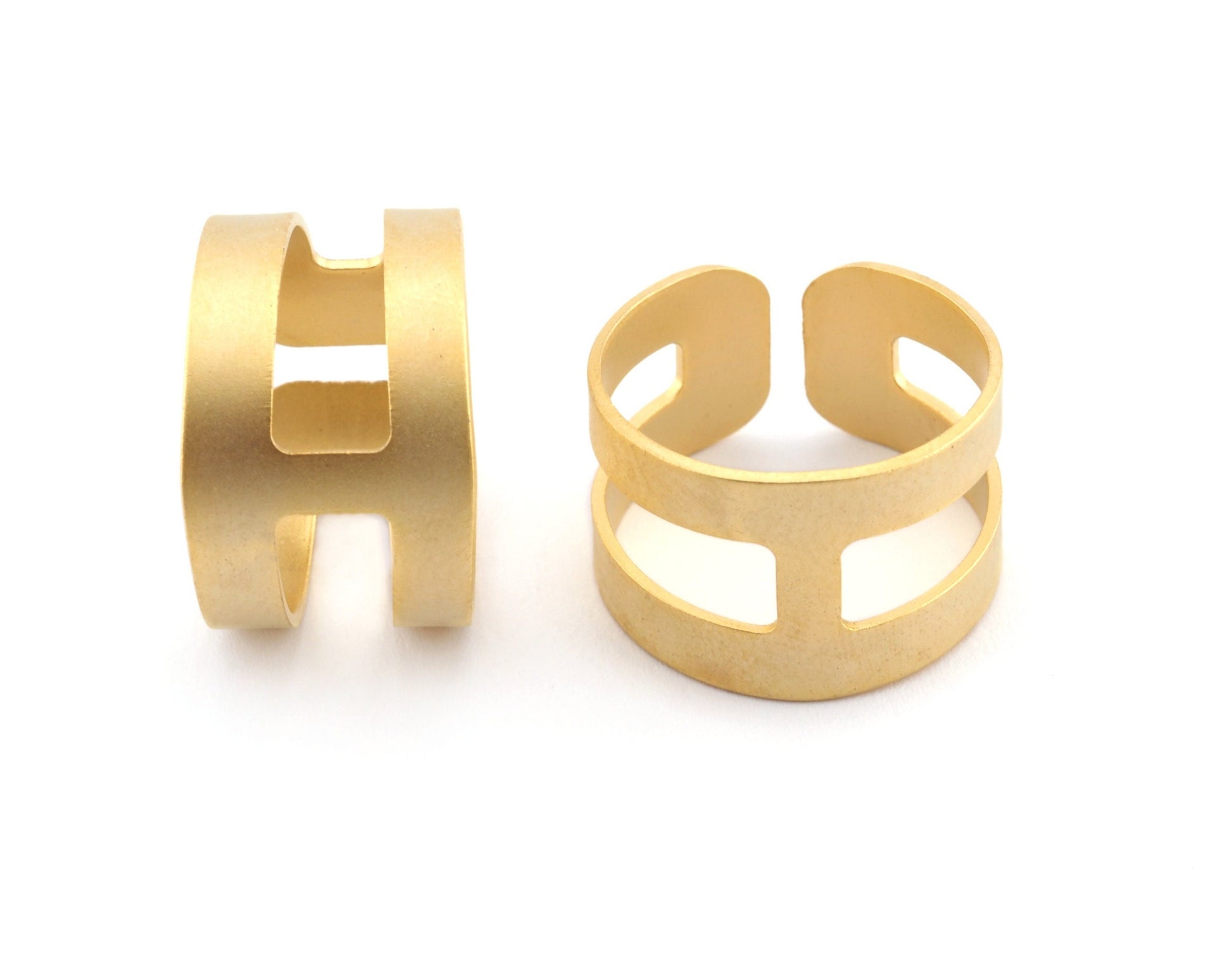 2 pcs 21x14mm (hole 19mmUS 9 1/4 ) gold plated brass knuckles ring 1120G
