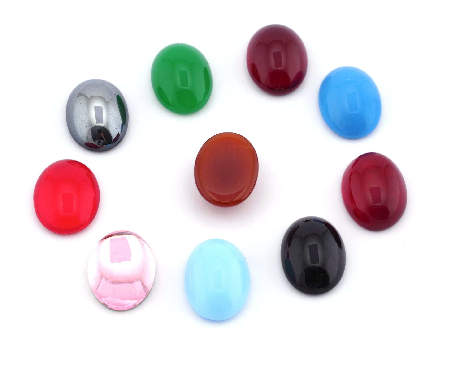Glass 13x18mm Red Czech Oval Flat Back Cabochons CAB76