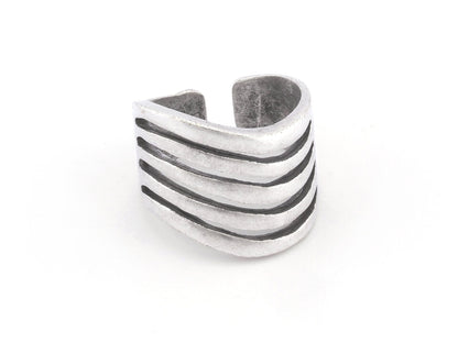 Adjustable Ring Antique Silver Plated brass (18mm 8US inner size) OZ3366