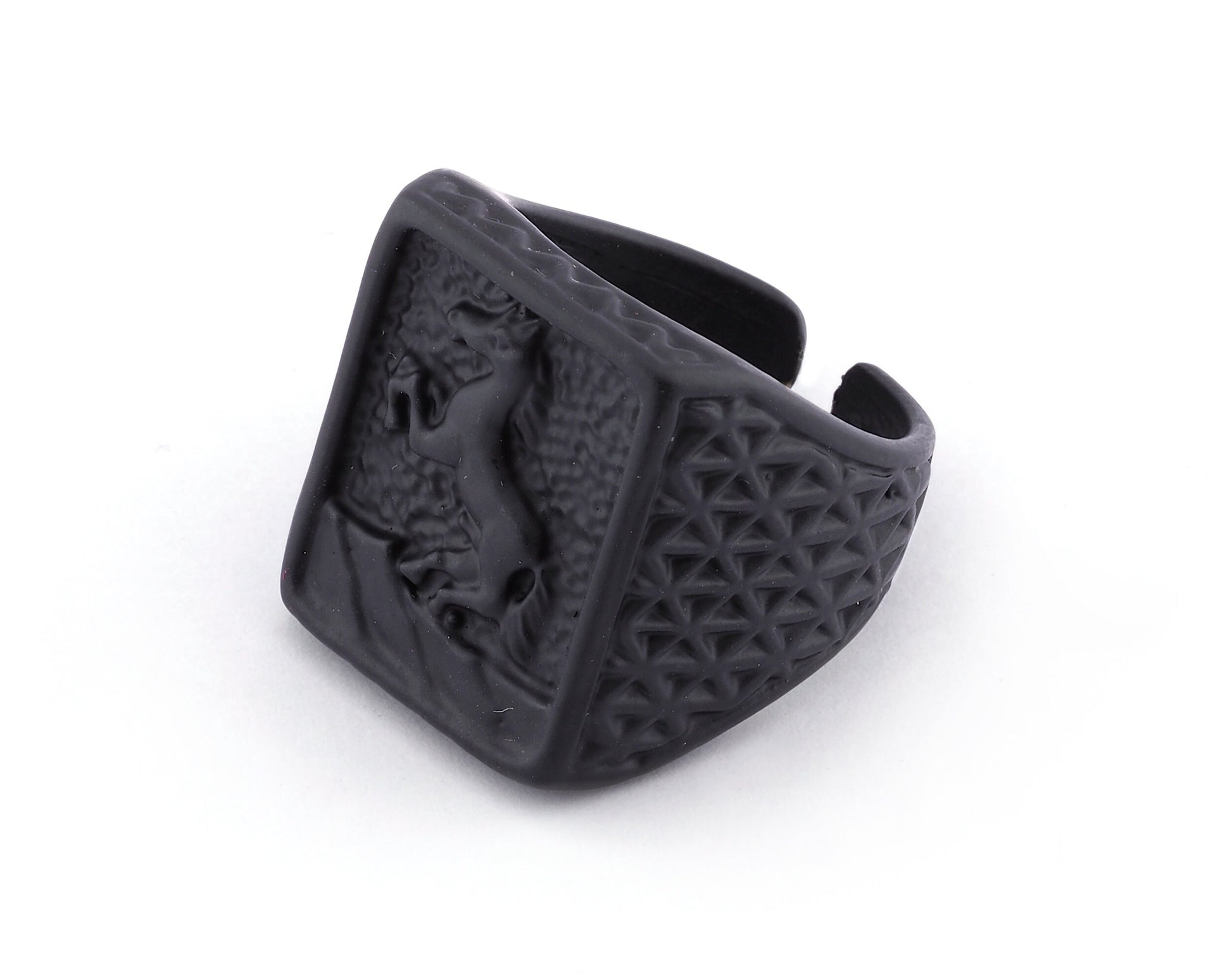 Horse Signet Adjustable Ring Brass Black Painted (9US - 12US inner size) 4734