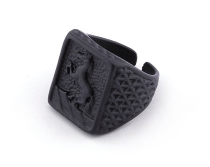Horse Signet Adjustable Ring Brass Black Painted (9US - 12US inner size) 4734