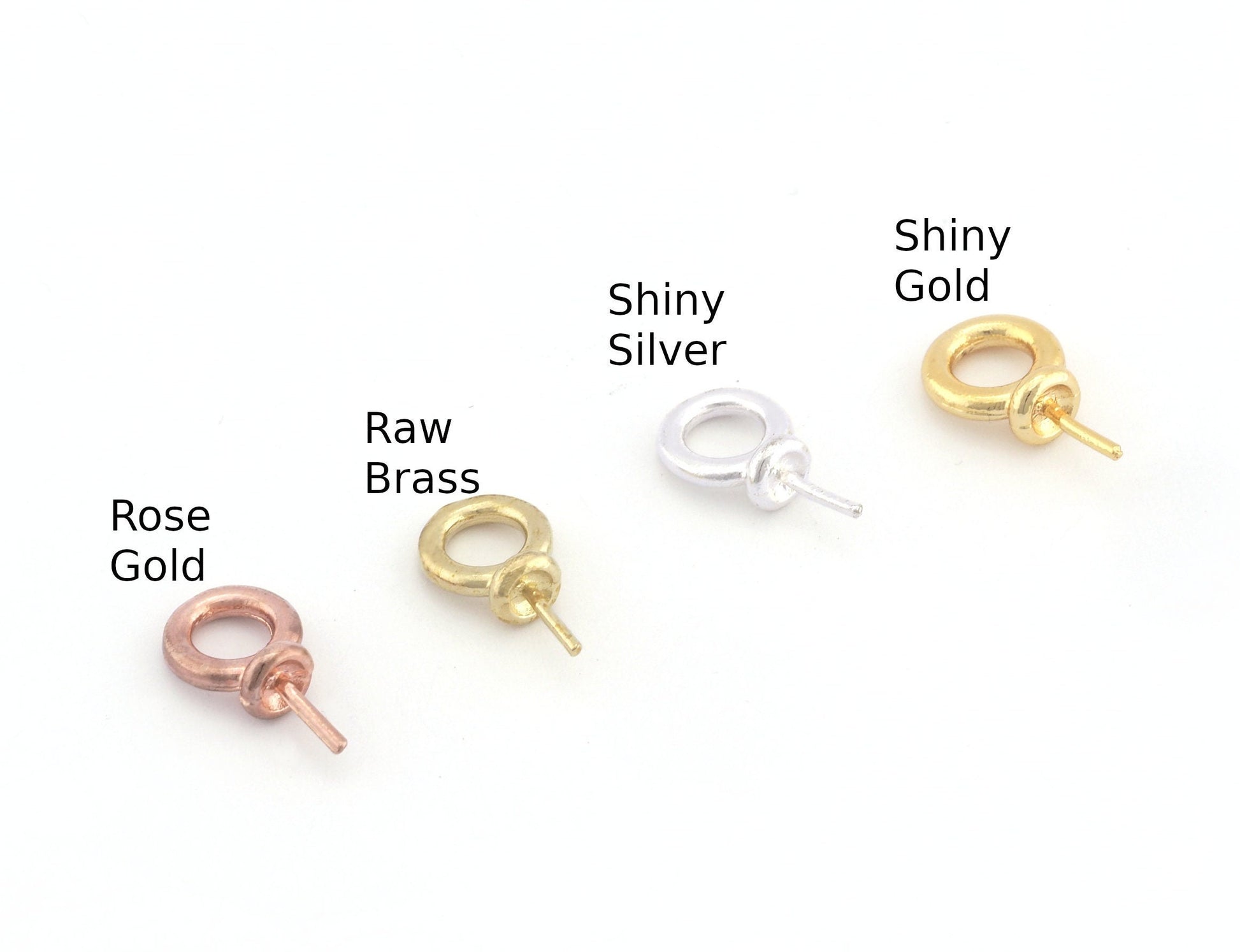 Pearl Cup Bail Mounting Shell Holder, Peg up eyes screw eyes, Cup, raw brass, Rose gold, Shiny silver, Shiny gold inner hole 5mm oz983-72