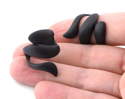 Snake Adjustable Ring Organic Shape Black Painted brass (6 - 9US inner size ) 4345