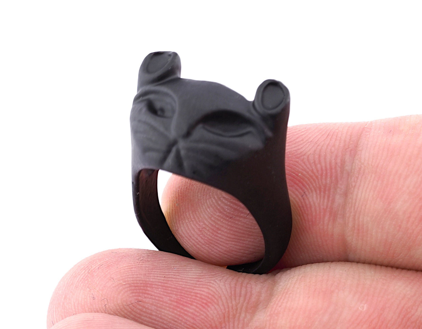 Cat Ring Adjustable Black Painted brass (18mm 8US inner size) Oz3685