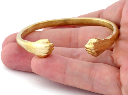 Punch Bracelet Raw Brass (55mm inner size - Adjustable ) 5034