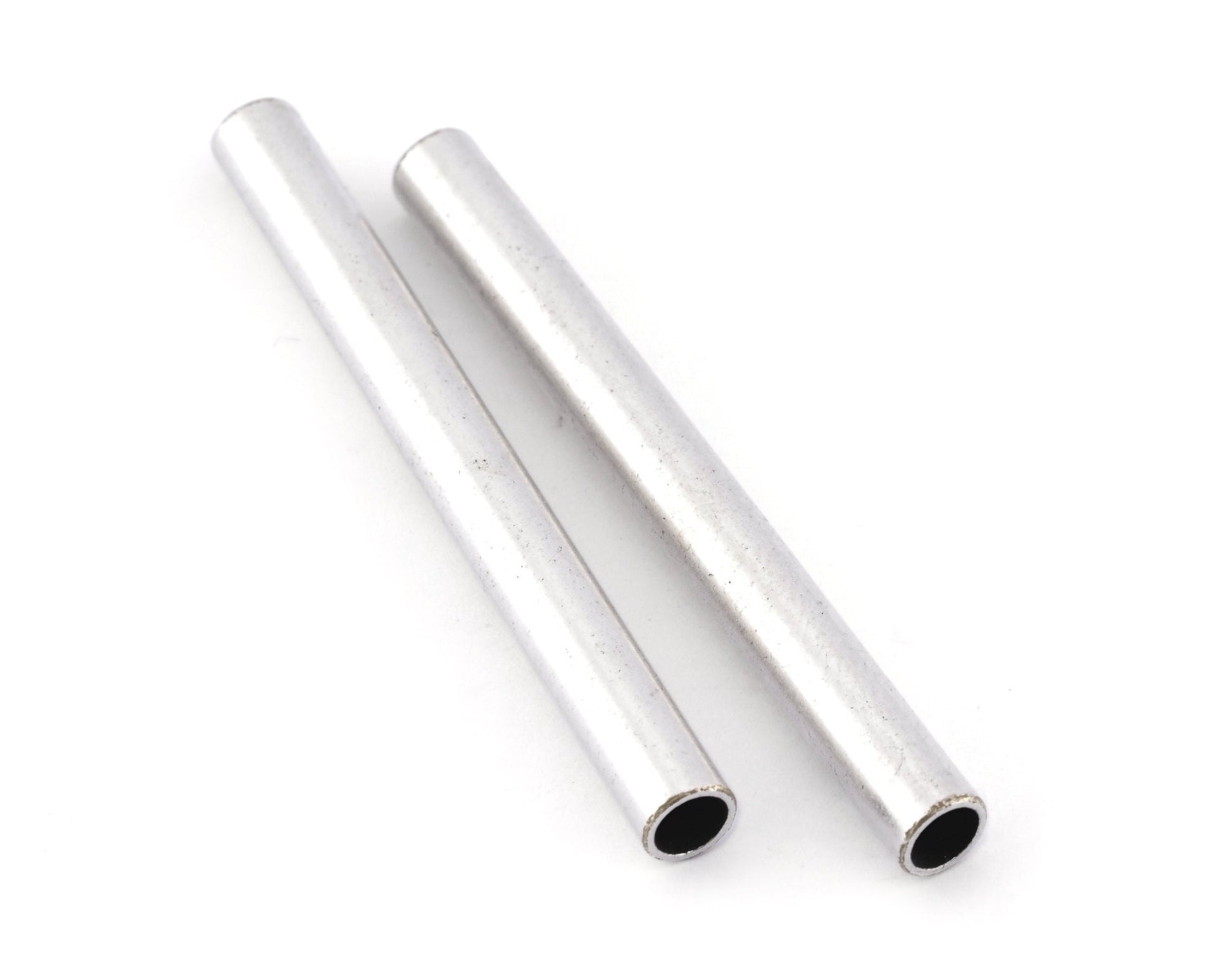 Cylinder Round Antique Silver Plated Brass Tube 5x50mm (hole 3,8mm ) BAB4 1638