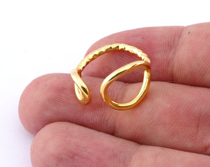 Drop Circles Frames Adjustable Ring Shiny Gold Plated Brass (5US - 8US inner size) 4350