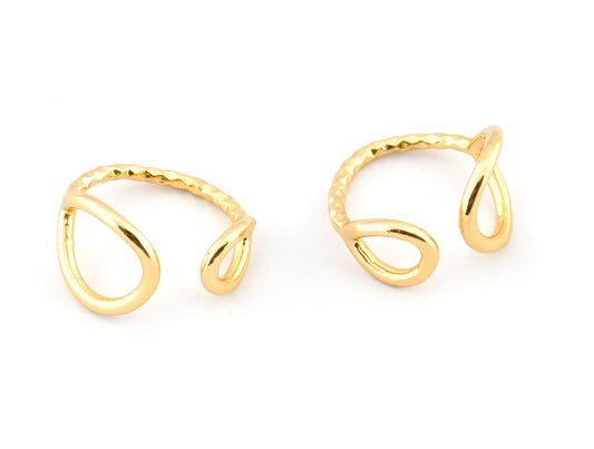 Drop Circles Frames Adjustable Ring Shiny Gold Plated Brass (5US - 8US inner size) 4350