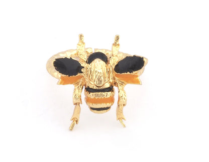 Bee Textured Ring Animal Adjustable Enamel Filled Shiny gold Plated Brass (16mm - 18.5mm 6US - 8.5US inner size) Oz4598