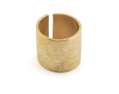 Flower Tube Adjustable Ring Raw brass (18.5mm 8.5US inner size) OZ2752