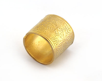 Flower Tube Adjustable Ring Raw brass (18.5mm 8.5US inner size) OZ2752