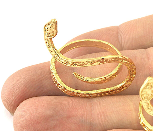 Snake Ring Minimalist Adjustable Gold plated brass (20mm 10US inner size) Oz2689