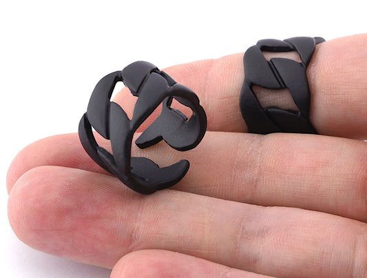 Knot Chain Ring Adjustable Brass Black Painted 4584