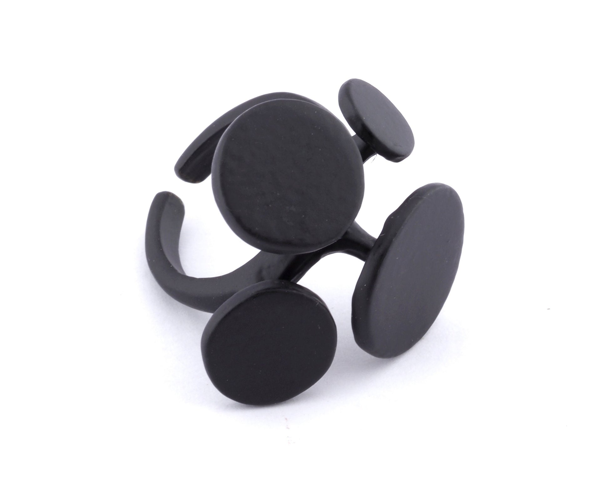 Discs Signet Ring Circles Adjustable Ring Blank Black Painted brass (19mm 9US inner size - Adjustable ) Oz3678