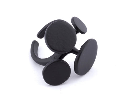 Discs Signet Ring Circles Adjustable Ring Blank Black Painted brass (19mm 9US inner size - Adjustable ) Oz3678