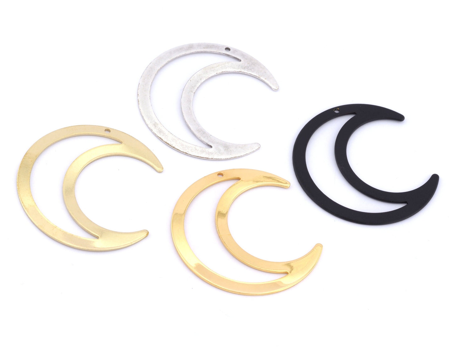 Crescent Charms Raw Brass - Antique Copper Silver - Shiny gold - Black Painted 42x39mm 0.8mm thickness Findings 5035 - 335