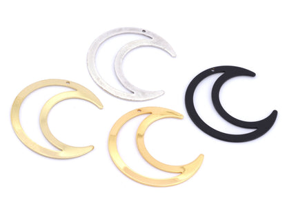 Crescent Charms Raw Brass - Antique Copper Silver - Shiny gold - Black Painted 42x39mm 0.8mm thickness Findings 5035 - 335