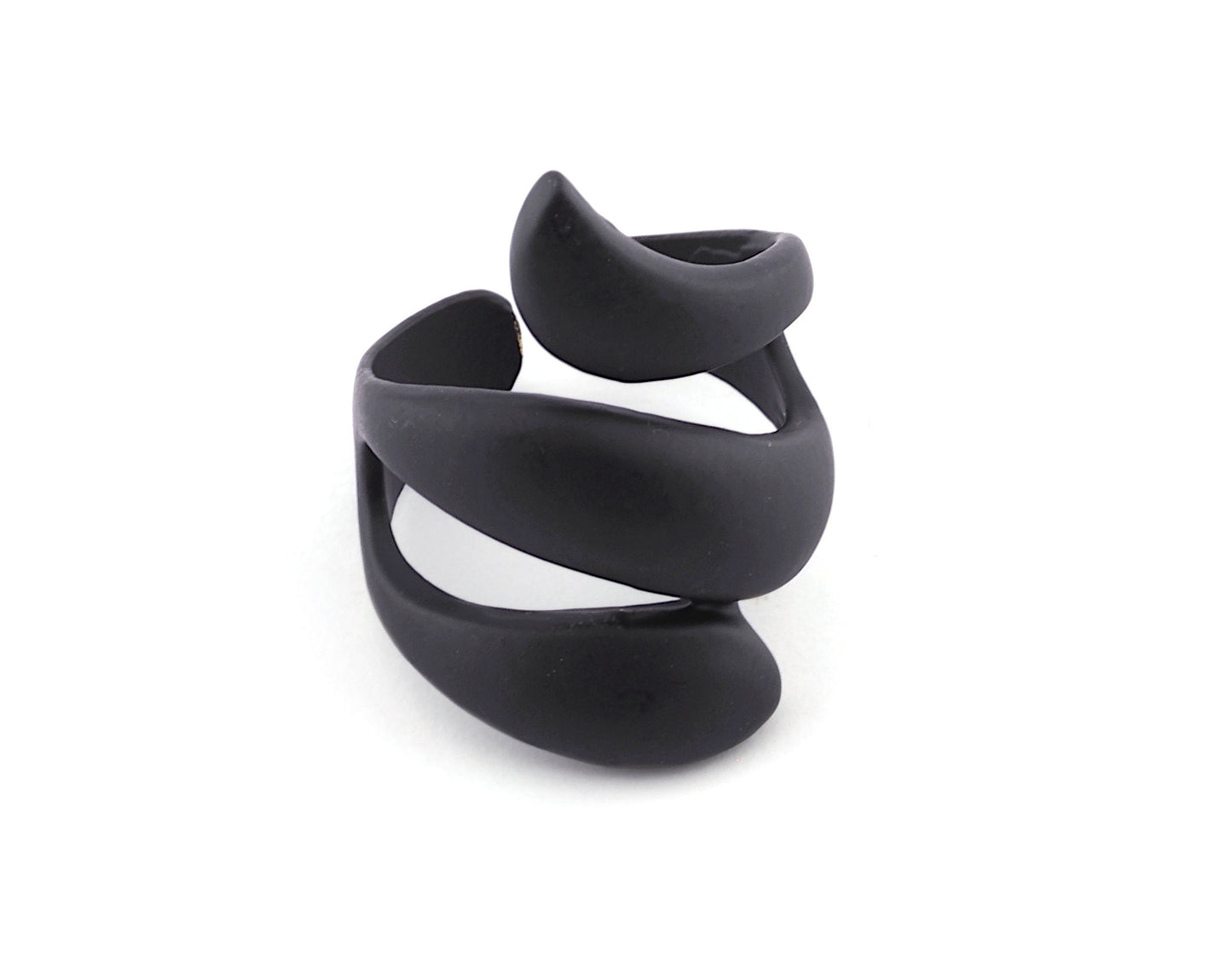 Snake Adjustable Ring Organic Shape Black Painted brass (6 - 9US inner size ) 4345