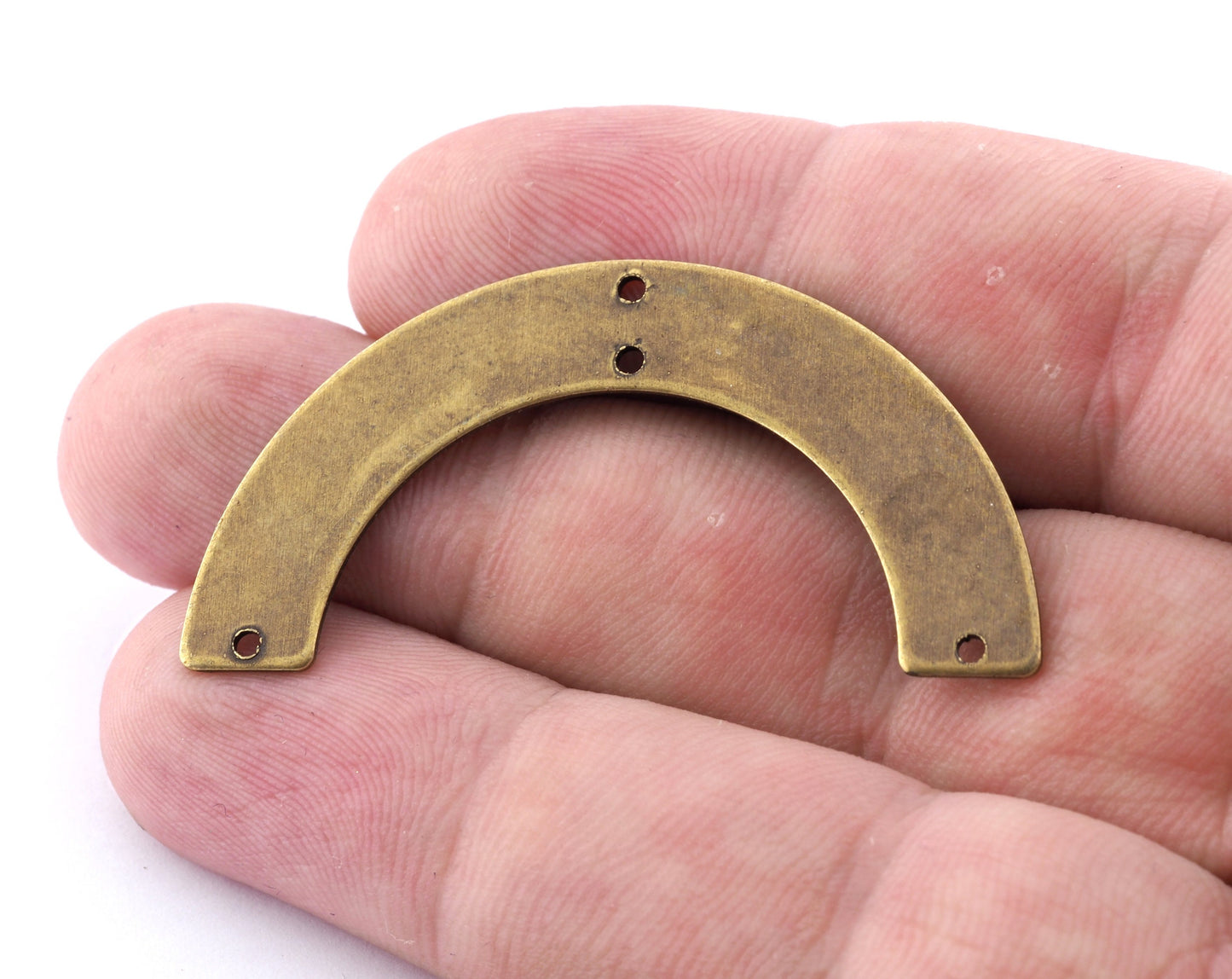 U shape semi circle 50x25x0.8mm antique bronze plated brass connector SCS 1590Mt4 4 holes