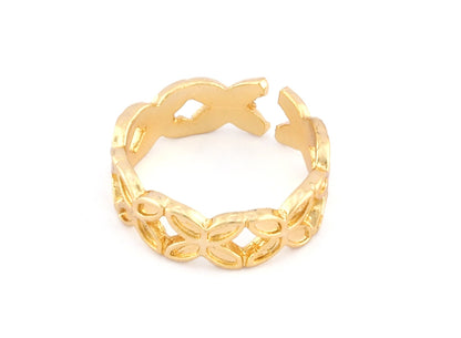 Minimalist Ring Butterflies Adjustable Ring Shiny Gold Plated brass (17mm 7US inner size) OZ3184