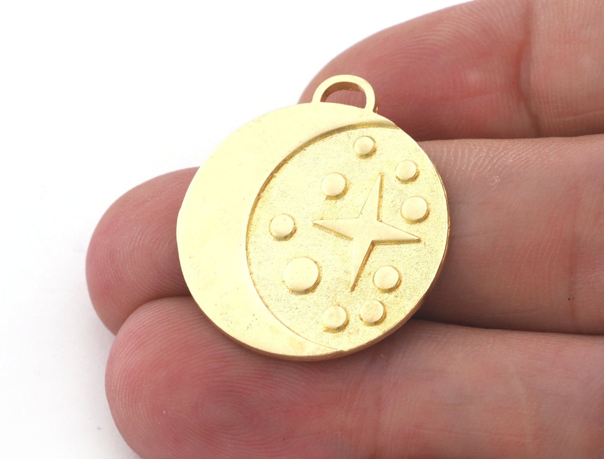 Crescent Star Charms Pendant Raw Brass 27x24mm 5018