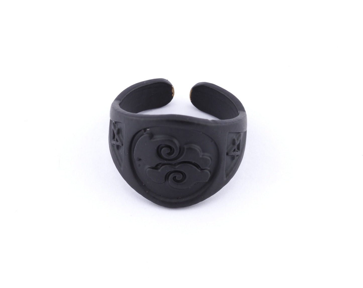 Air Four Elements Symbols Embossment Ring Adjustable Black Painted Brass (6 - 10 US inner size) 4673