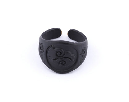 Air Four Elements Symbols Embossment Ring Adjustable Black Painted Brass (6 - 10 US inner size) 4673