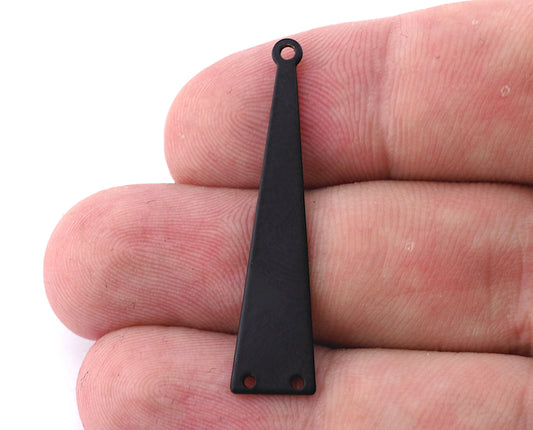 Triangle Black Painted brass 40x9mm (0.8mm thickness) 3 hole charms findings OZ-145 3502