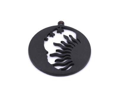 Sun Stars Charms Pendant Brass Black Painted 30x27mm 1.5mm thickness Charms OZ4627-450